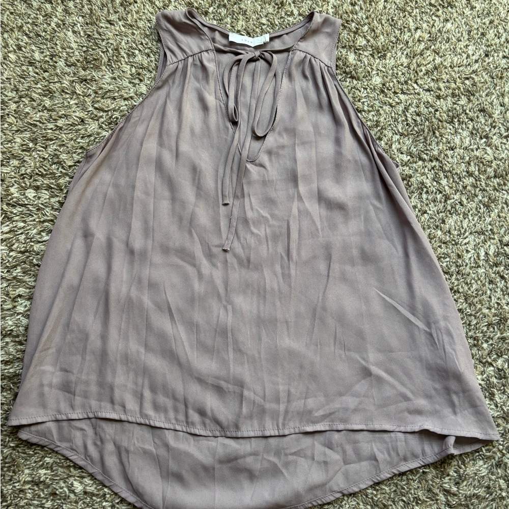 Lush Lavender Blouse with Tie Neck